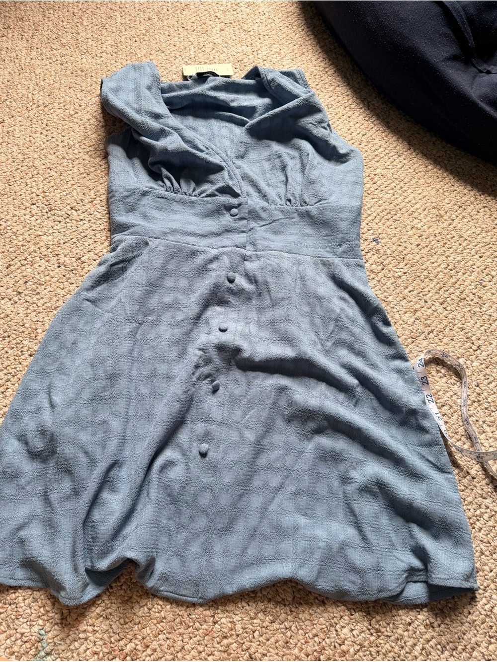 Cupshe Dusty Blue Textured Mini Sleeveless Dress NWT